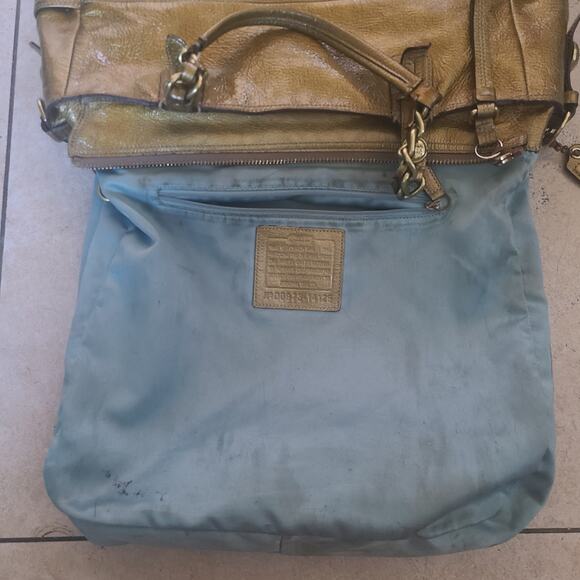 Coach Metallic Gold Patent Leather Tote Bag Chain Handles Large Style 14129 - Picture 14 of 16